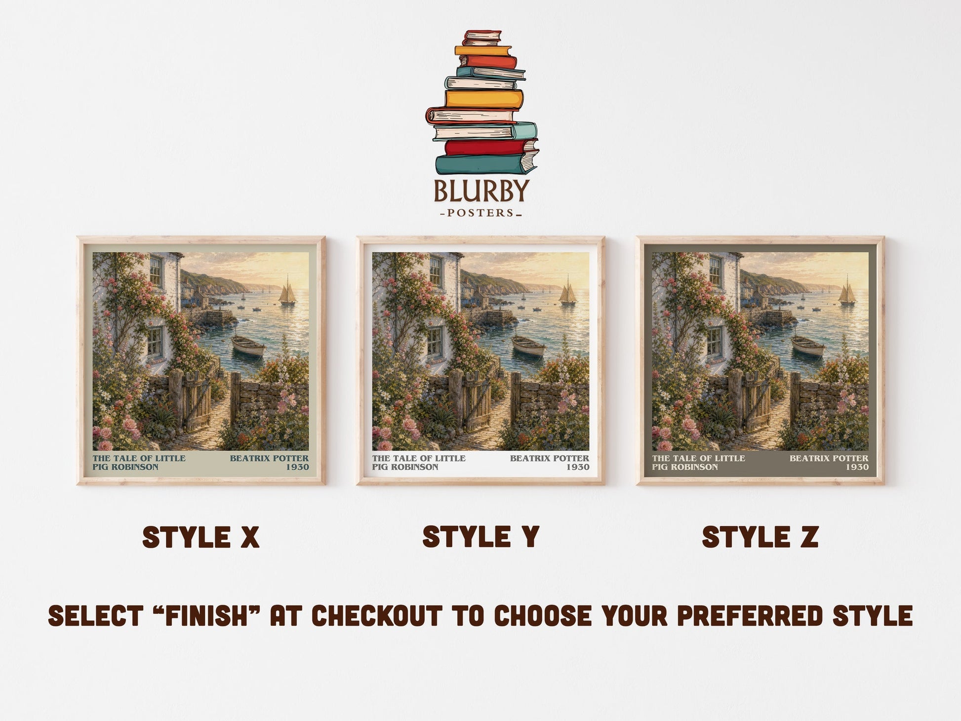 The Tale Of Little Pig Robinson literary print in frame leaning in hallway – childrens wall art