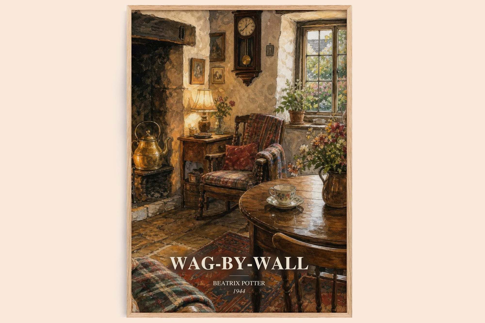 Wag-By-Wall watercolour book poster by Beatrix Potter – framed literary art print