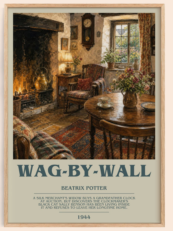 Wag-By-Wall bookish book poster by Beatrix Potter – framed literary art print