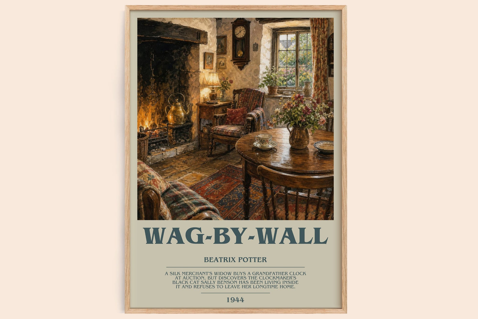 Wag-By-Wall bookish book poster by Beatrix Potter – framed literary art print