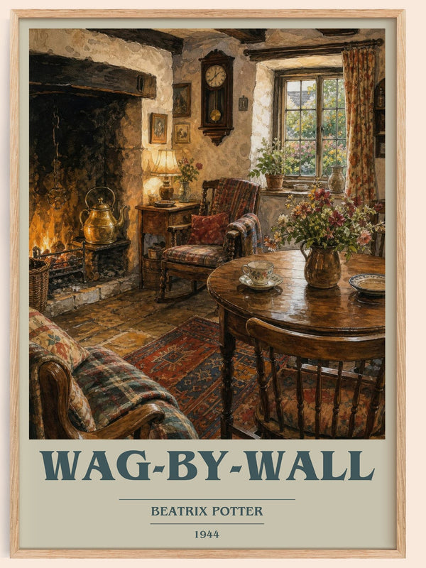 Wag-By-Wall book cover book poster by Beatrix Potter – framed literary art print