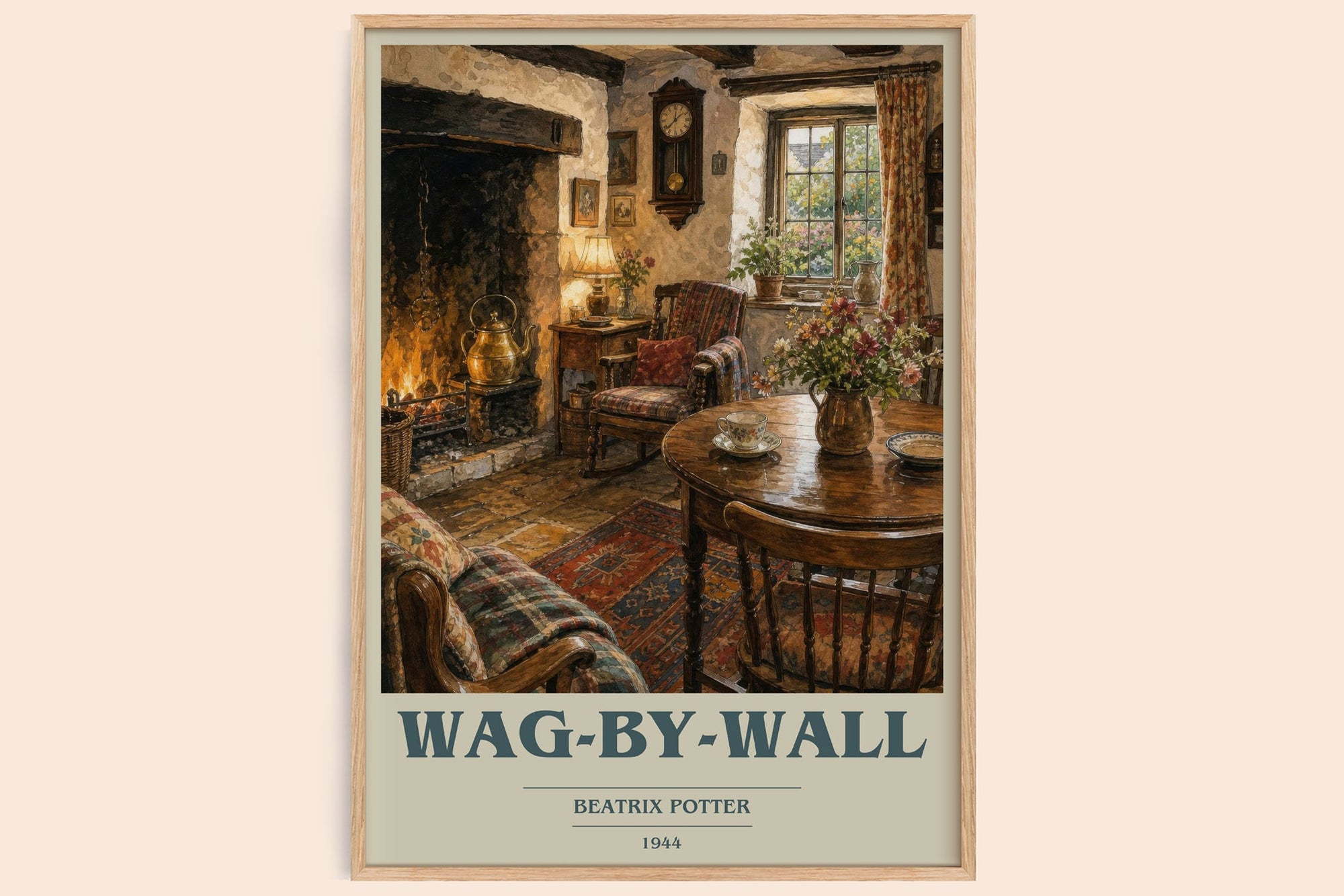 Wag-By-Wall book cover book poster by Beatrix Potter – framed literary art print