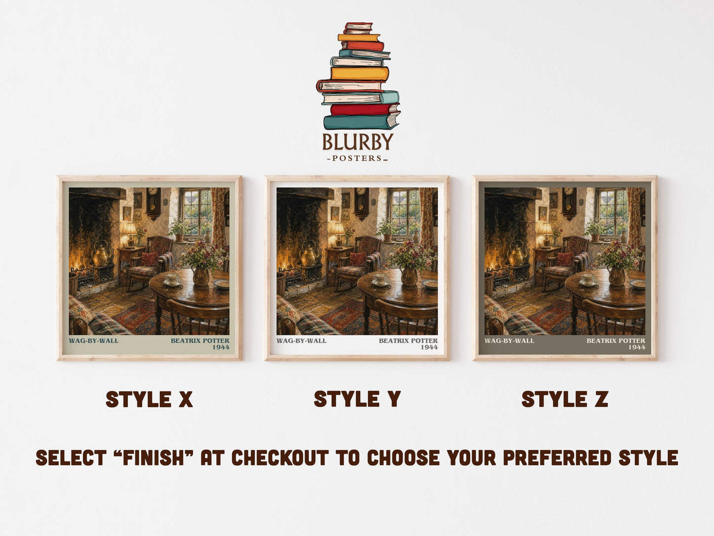 Wag-By-Wall literary print in frame leaning in hallway – childrens wall art
