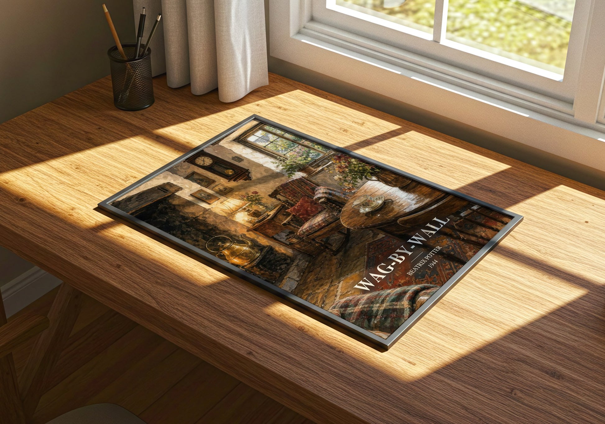 Wag-By-Wall watercolour book poster framed on wall – childrens wall art