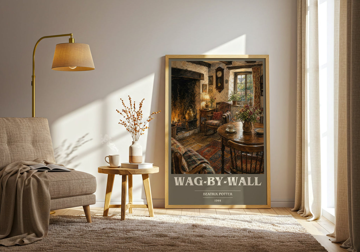 Wag-By-Wall book cover print on bookshelf – Beatrix Potter fan gift