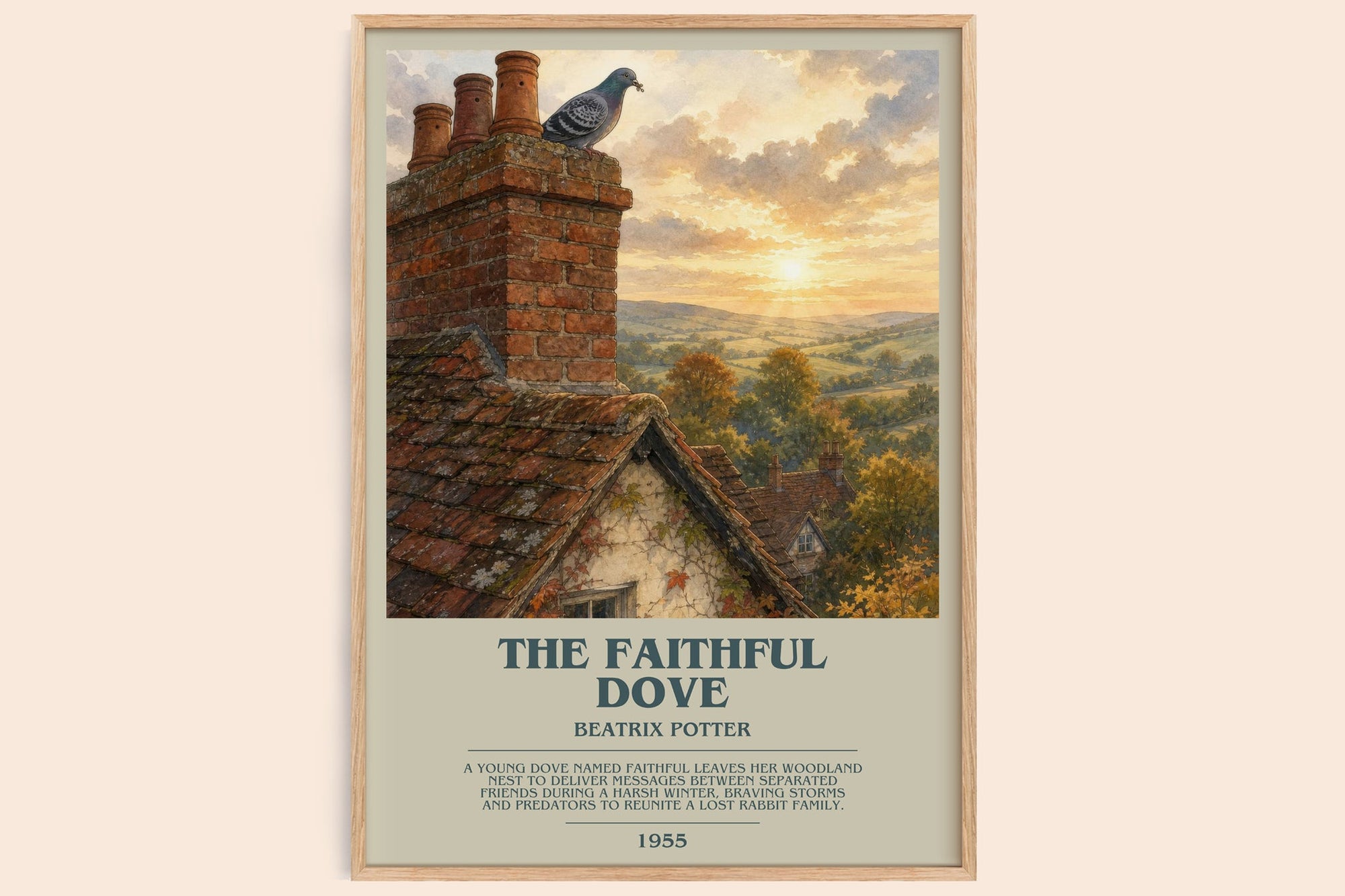 The Faithful Dove bookish book poster by Beatrix Potter – framed literary art print