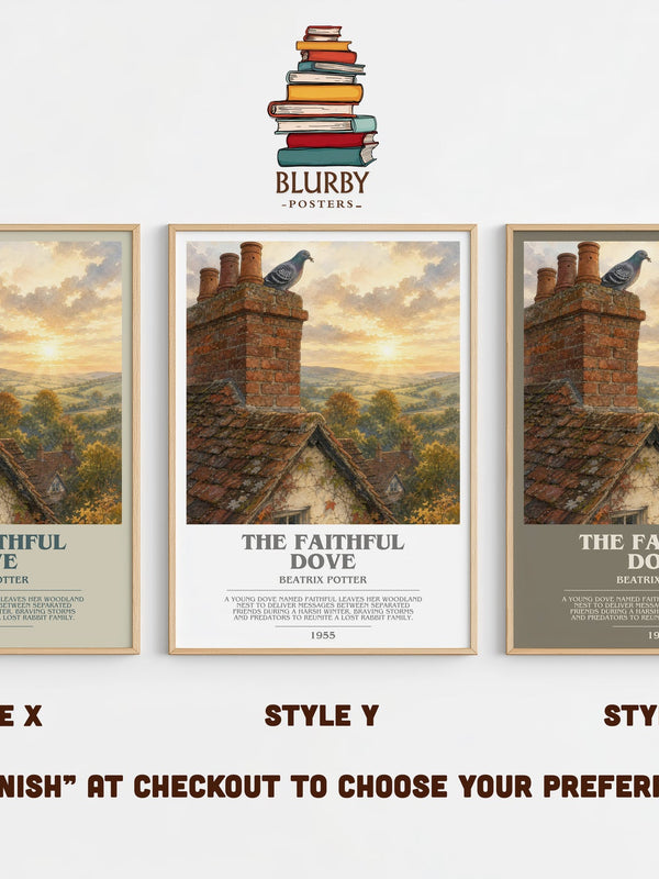 The Faithful Dove bookish print in frame leaning in hallway – childrens wall art