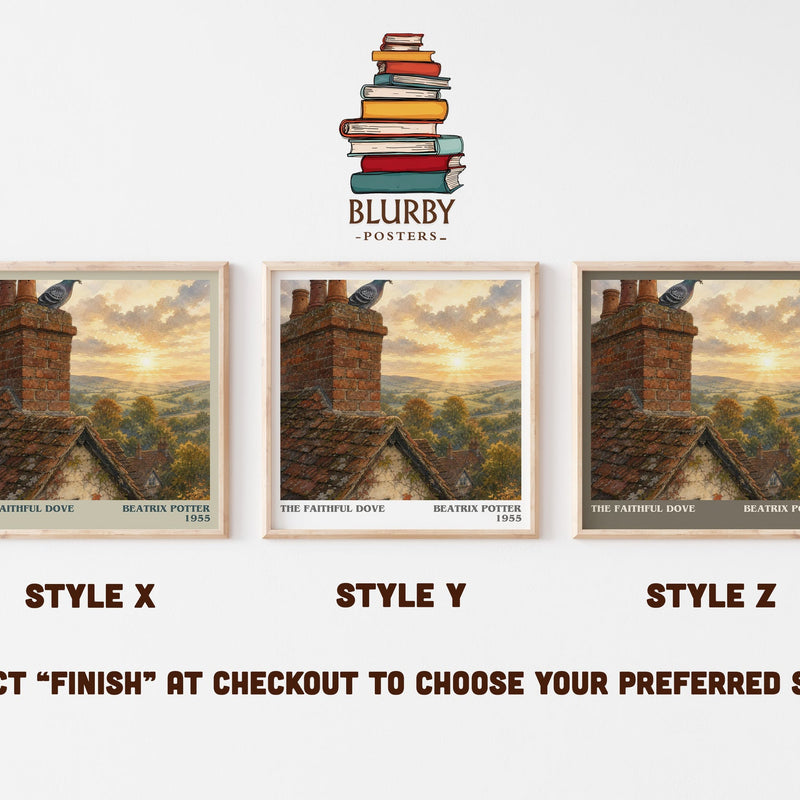 The Faithful Dove literary print in frame leaning in hallway – childrens wall art