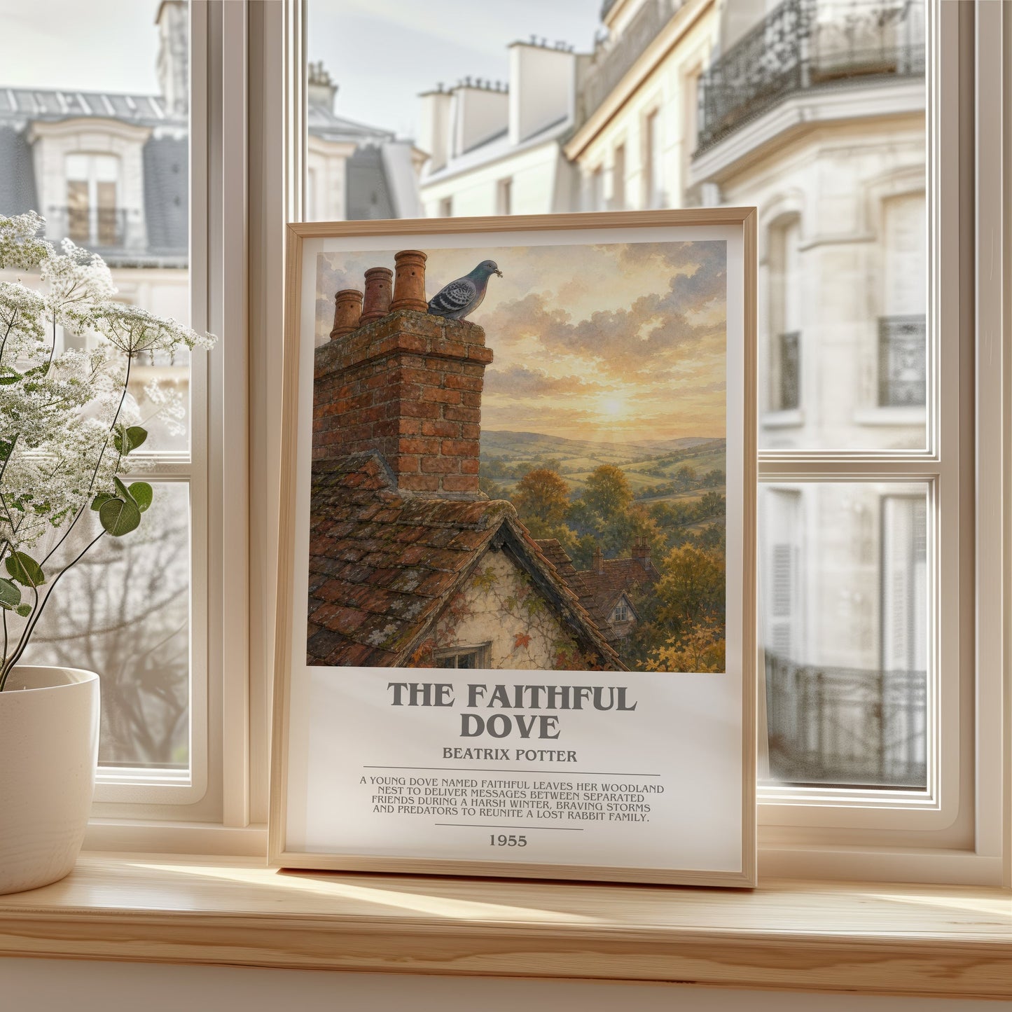 The Faithful Dove bookish poster colour and style options – Beatrix Potter book art