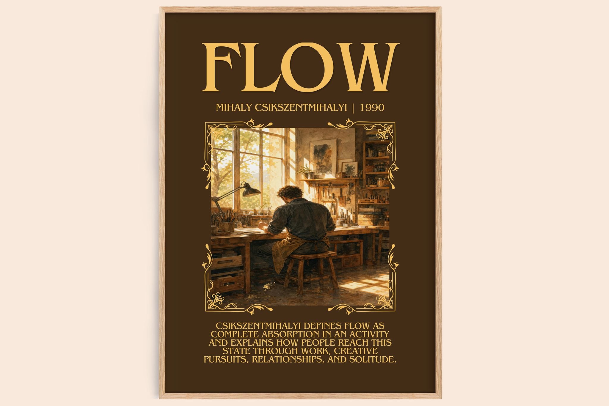 Flow Minimalist Book Poster by Mihaly Csikszentmihalyi