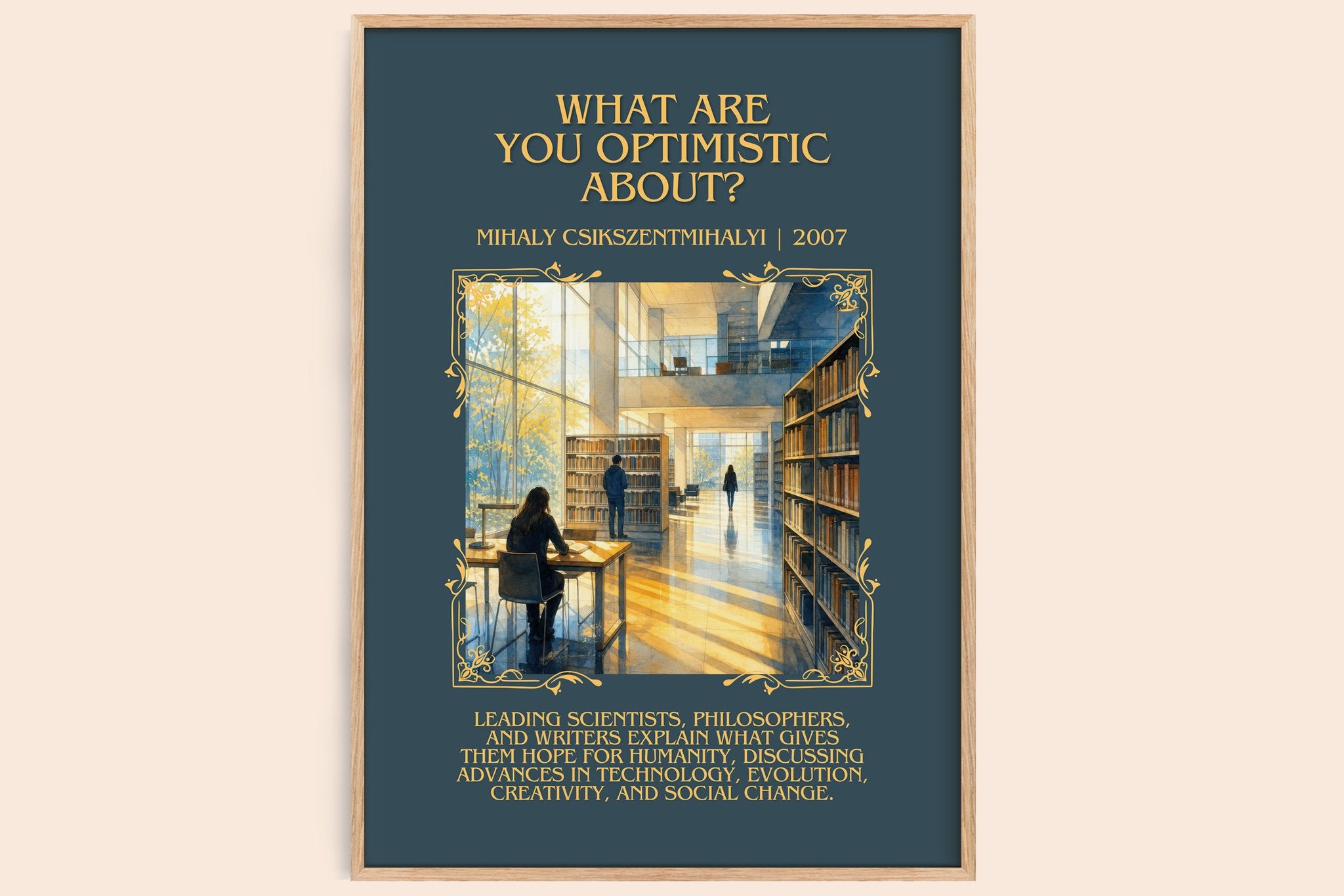 What Are You Optimistic About? Minimalist Book Poster by Mihaly Csikszentmihalyi