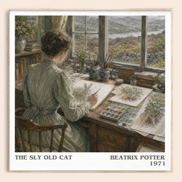 The Sly Old Cat Literary Art Print by Beatrix Potter