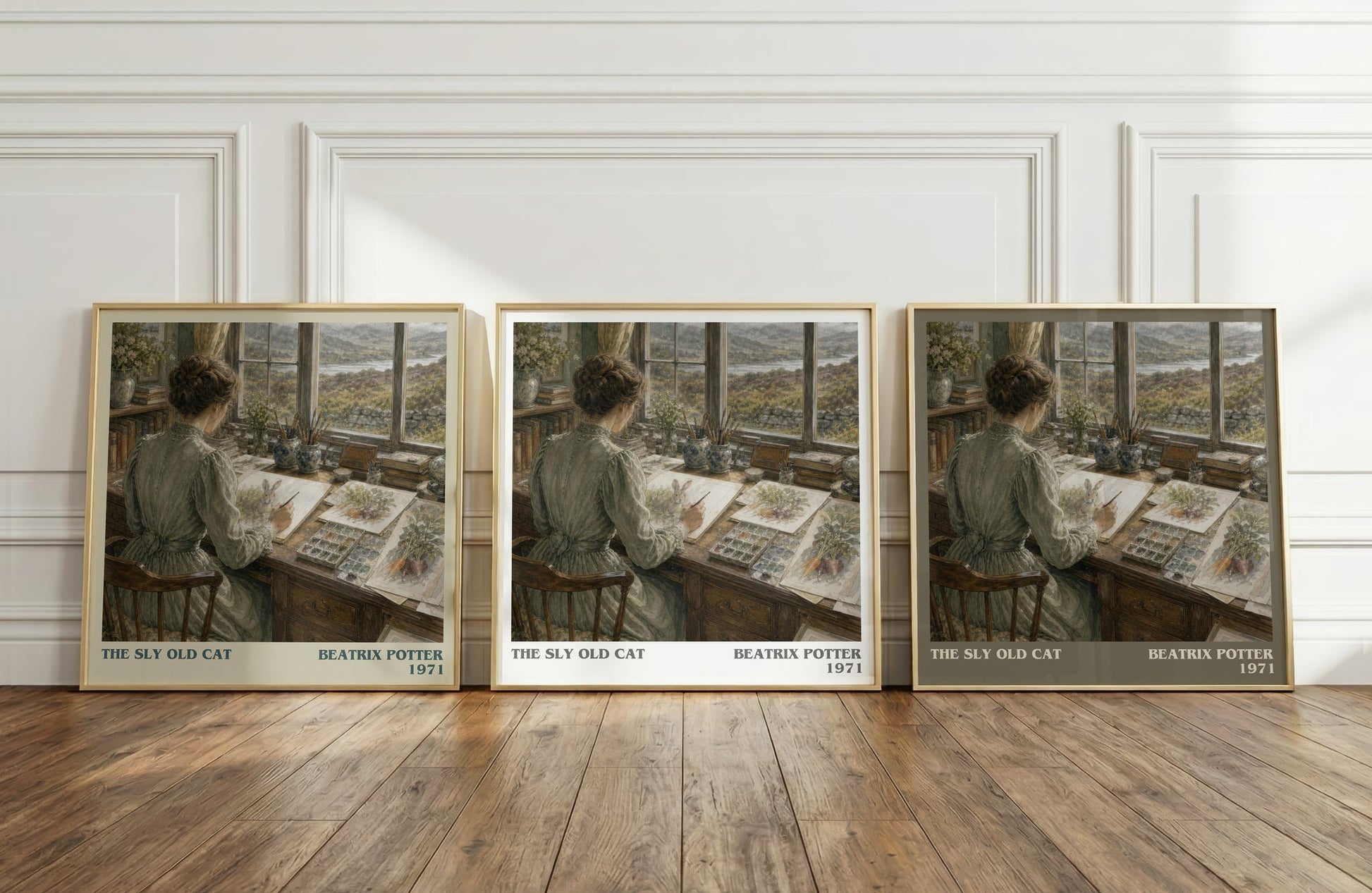 The Sly Old Cat literary art print colour and style options – Beatrix Potter book art