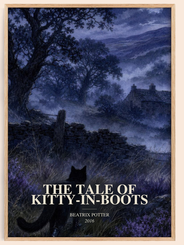 The Tale Of Kitty-In-Boots watercolour book poster by Beatrix Potter – framed literary art print