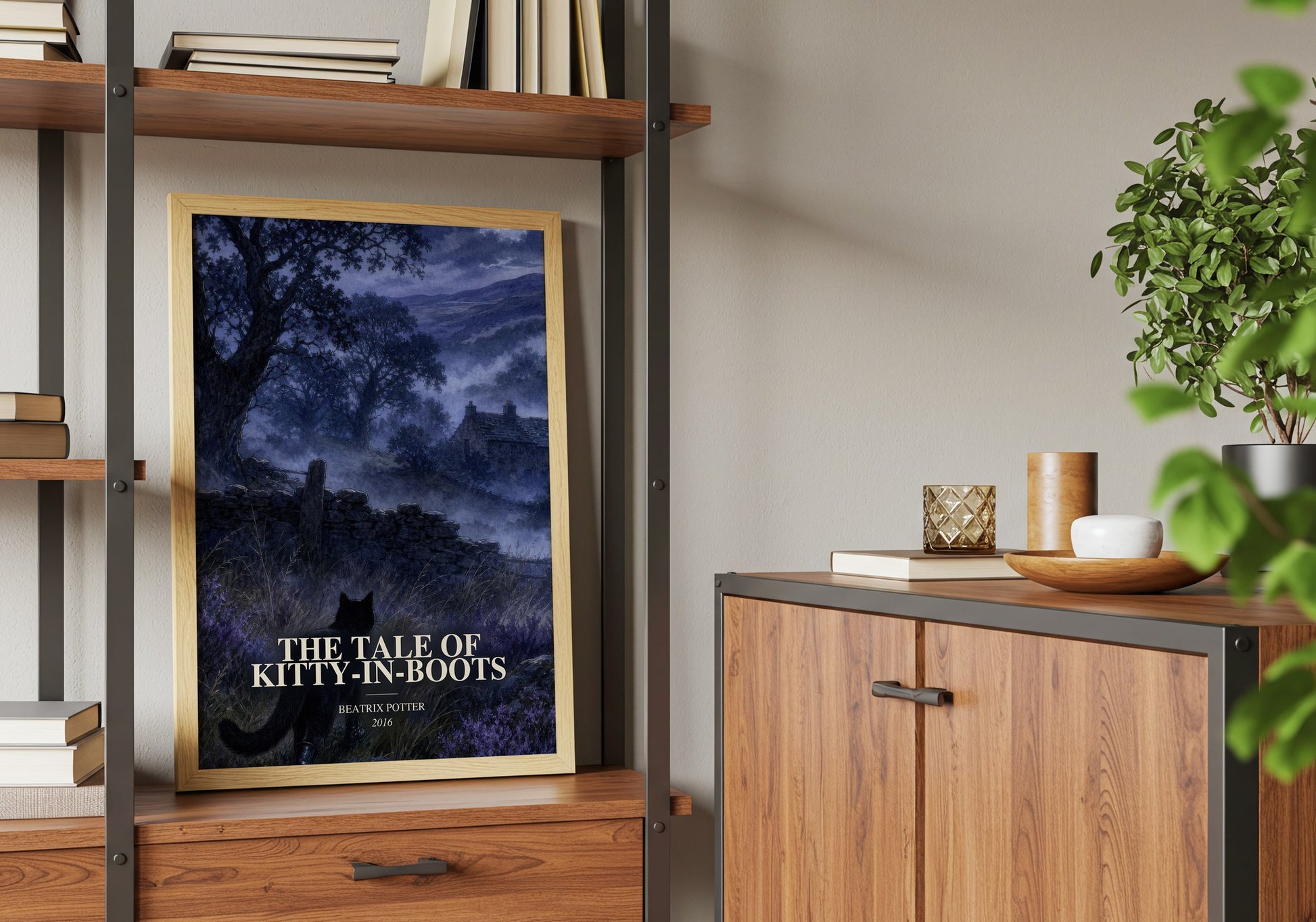 The Tale Of Kitty-In-Boots book watercolour illustration paper finish options – matte satin gloss