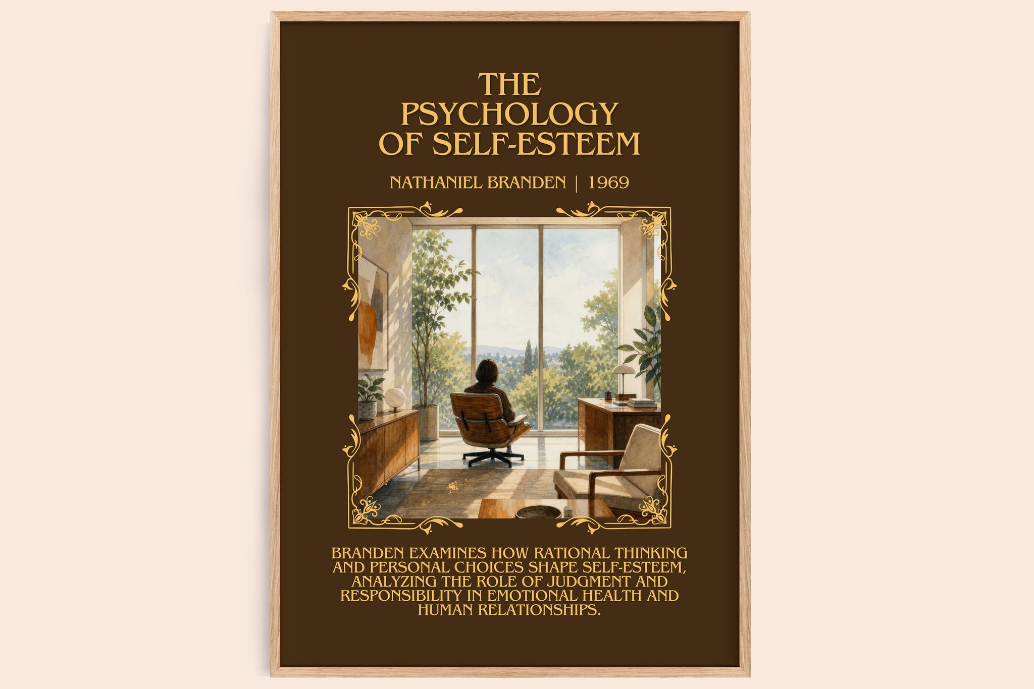 psychology of self-esteem Minimalist Book Poster by Nathaniel Branden