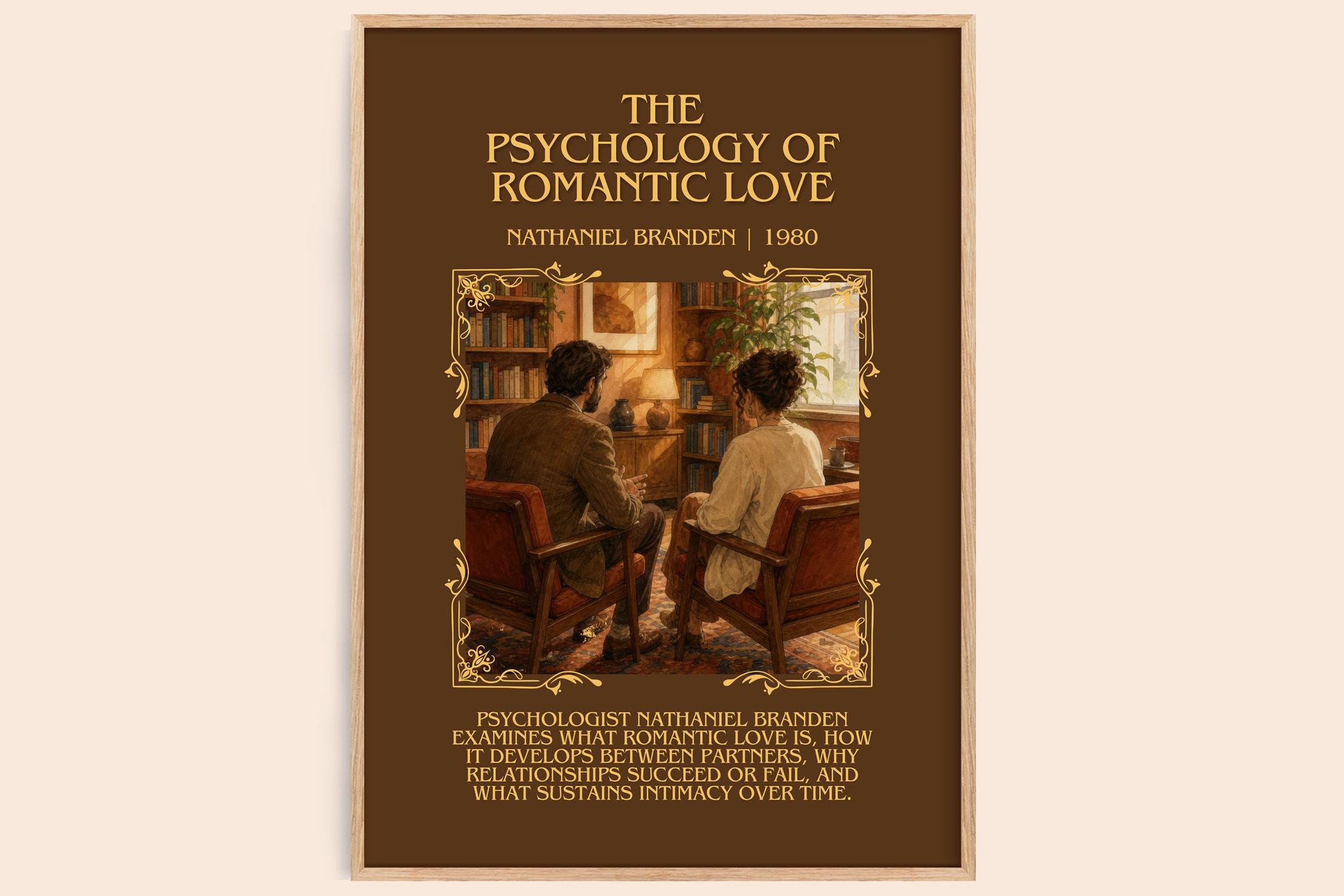 psychology of romantic love Minimalist Book Poster by N. Branden