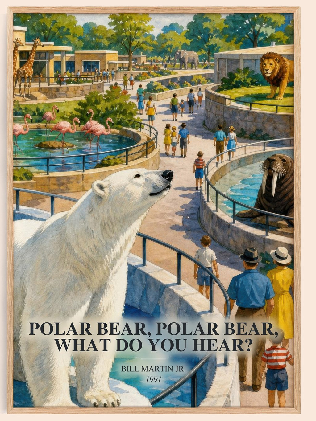 Polar Bear, Polar Bear, What Do You Hear? watercolour book poster by Bill Martin Jr. – framed literary art print