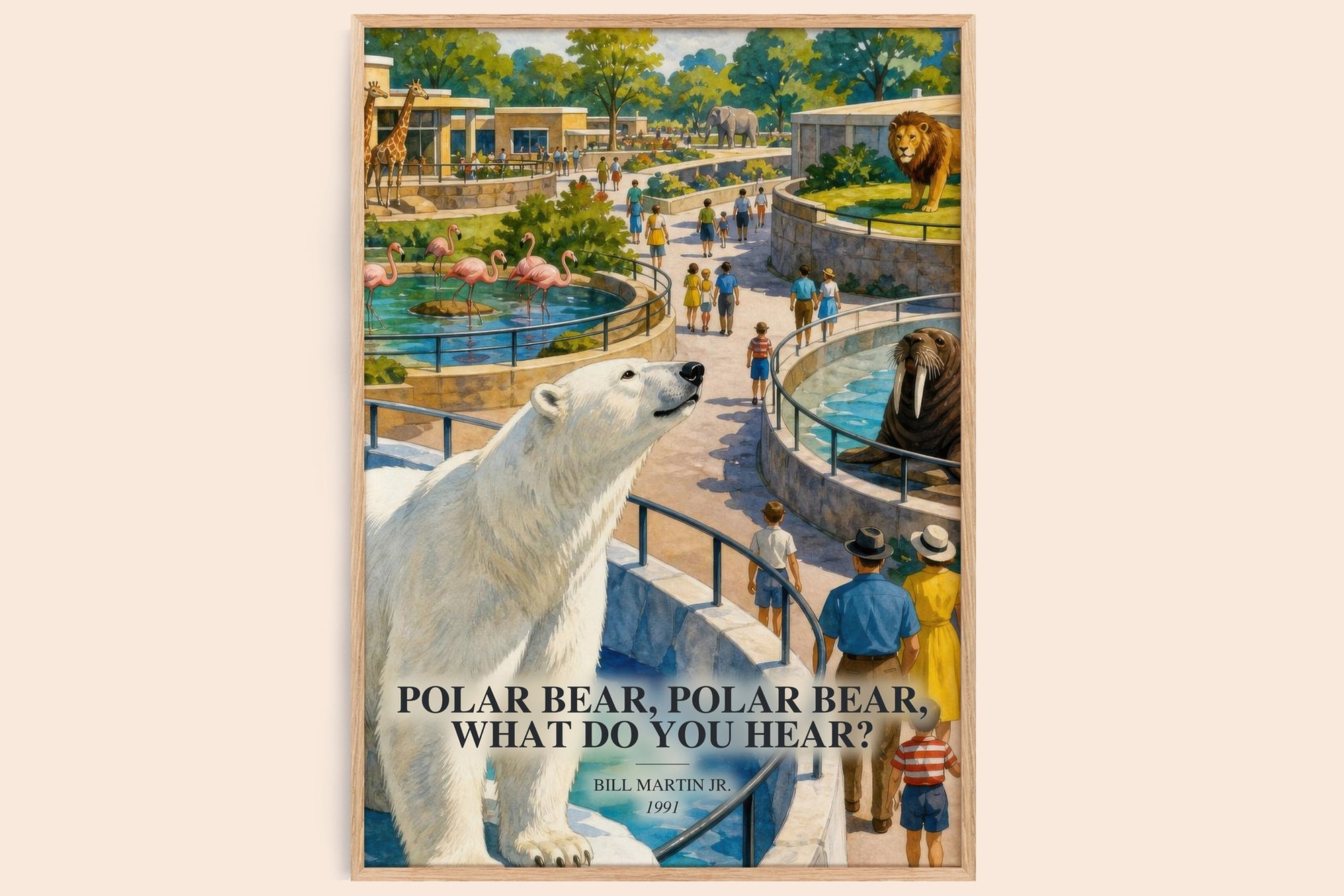 Polar Bear, Polar Bear, What Do You Hear? watercolour book poster by Bill Martin Jr. – framed literary art print