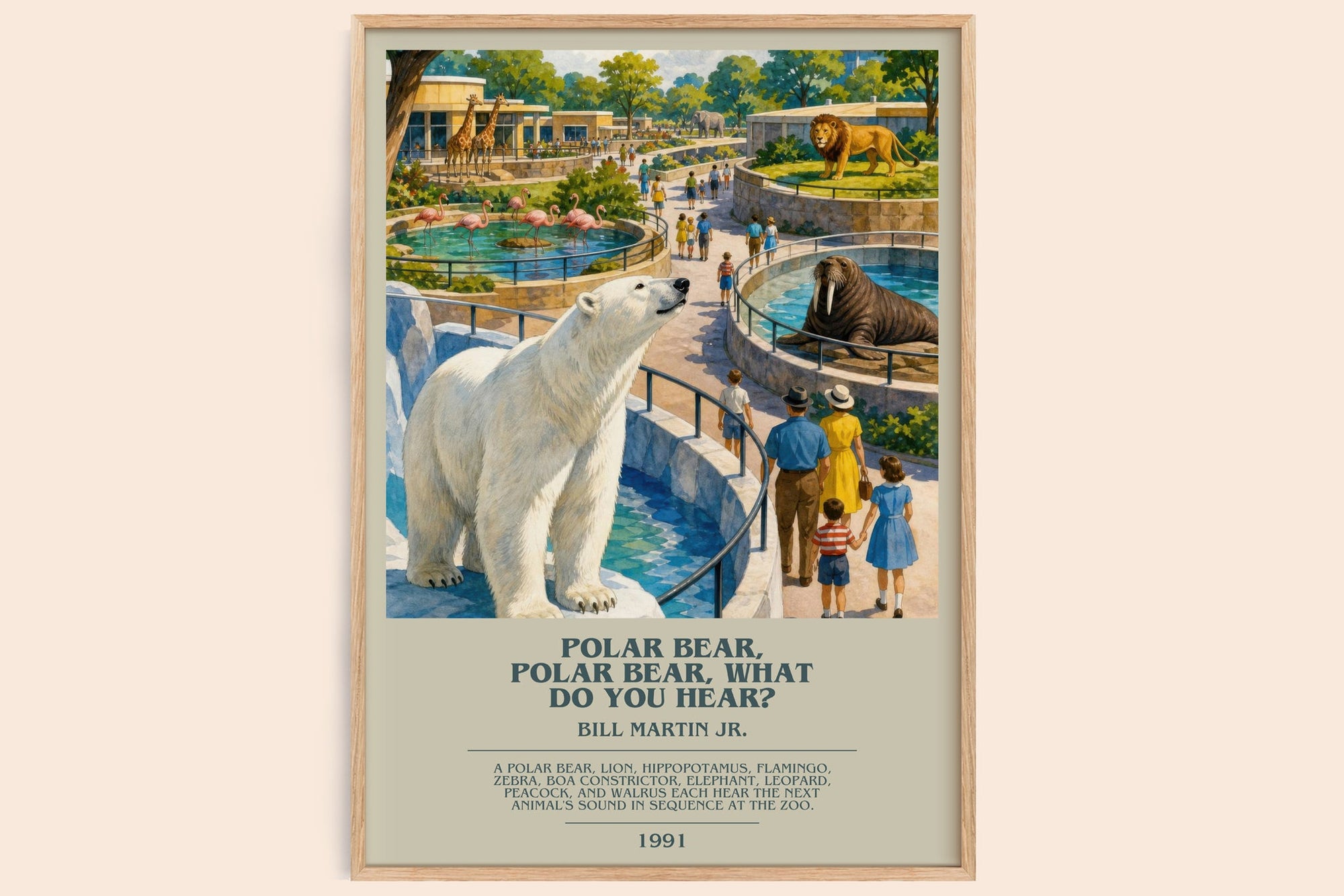 Polar Bear, Polar Bear, What Do You Hear? bookish book poster by Bill Martin Jr. – framed literary art print