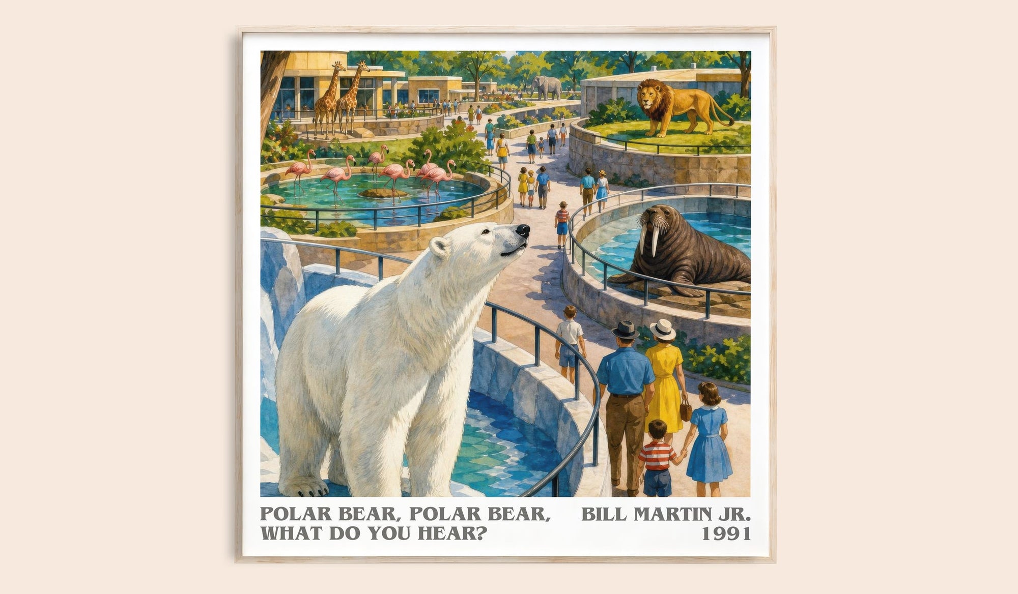 Polar Bear, Polar Bear, What Do You Hear? literary book poster by Bill Martin Jr. – framed literary art print