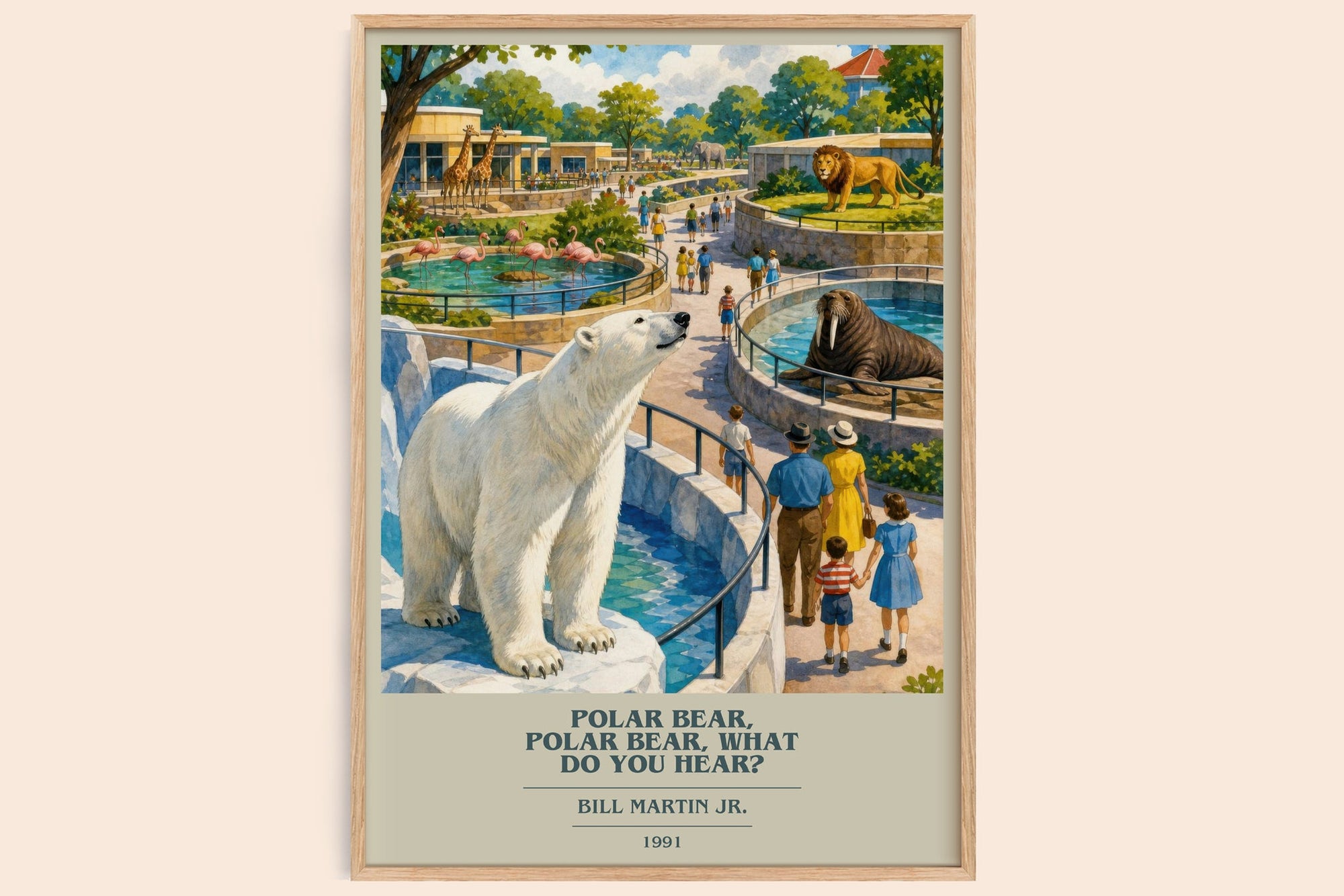 Polar Bear, Polar Bear, What Do You Hear? book cover book poster by Bill Martin Jr. – framed literary art print