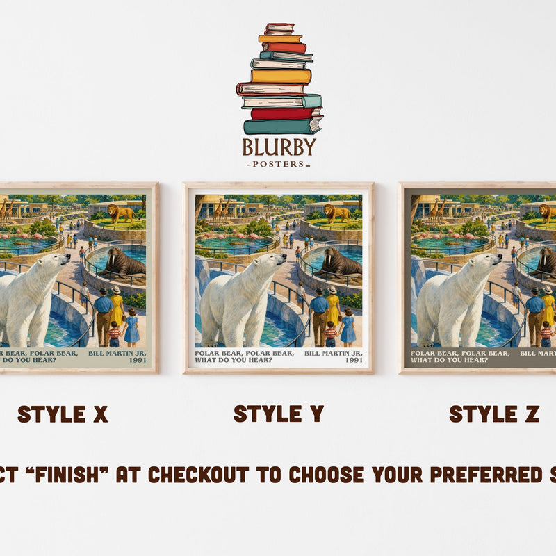 Polar Bear, Polar Bear, What Do You Hear? literary print in frame leaning in hallway – childrens wall art
