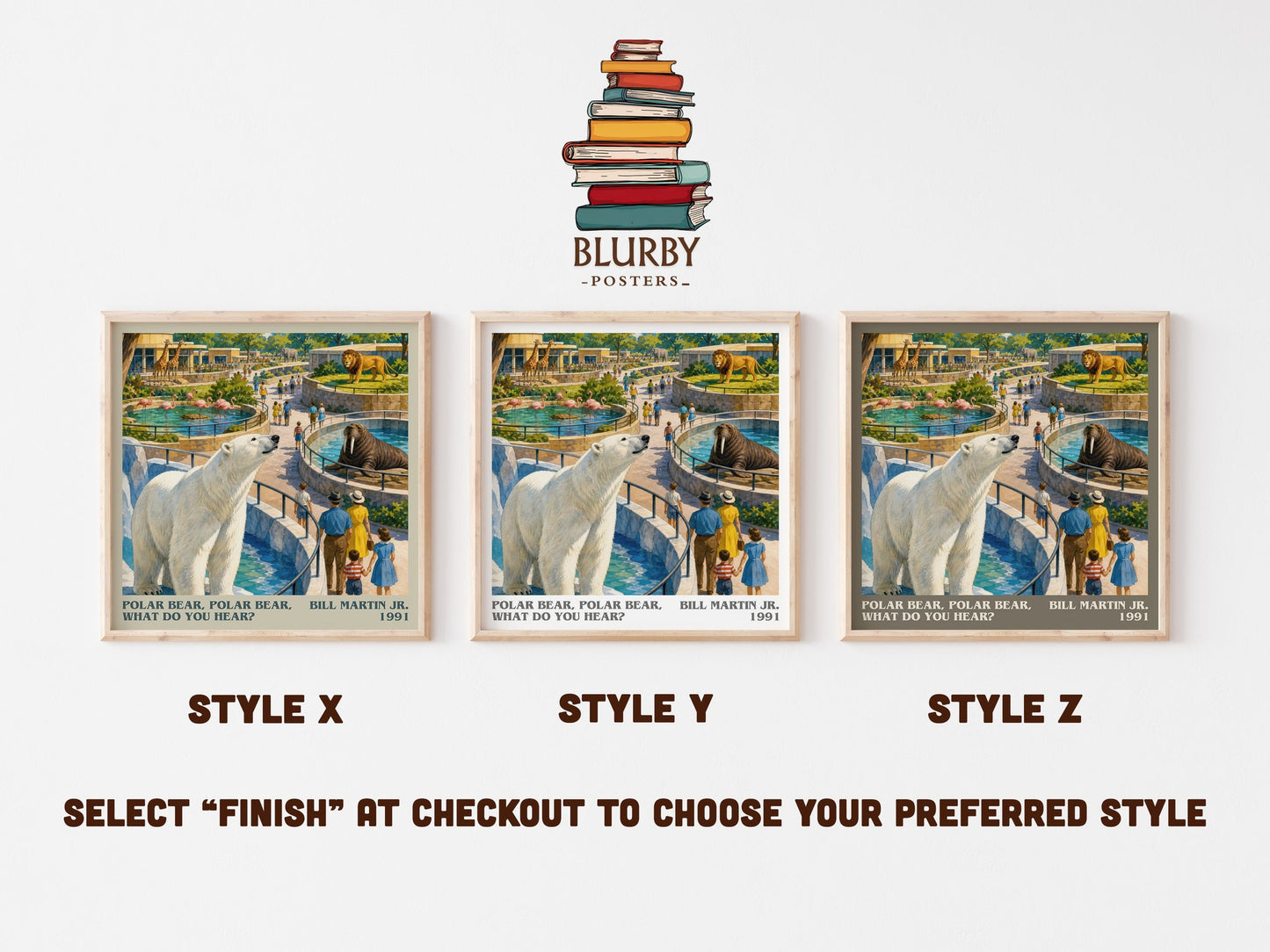 Polar Bear, Polar Bear, What Do You Hear? literary print in frame leaning in hallway – childrens wall art