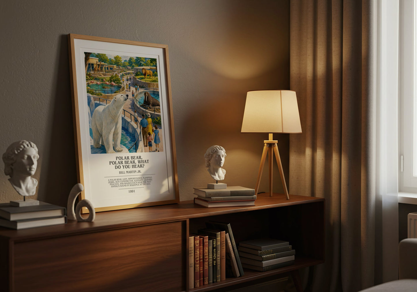 Polar Bear, Polar Bear, What Do You Hear? bookish book poster framed on wall – childrens wall art