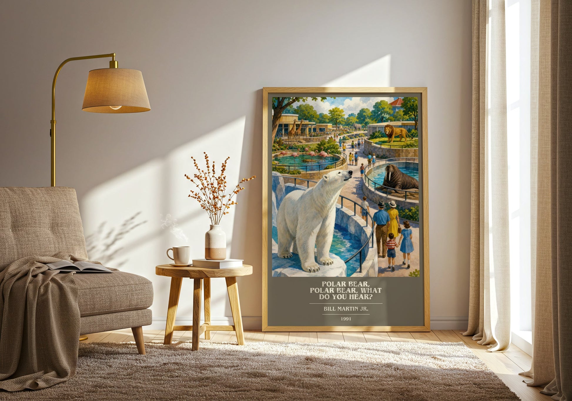 Polar Bear, Polar Bear, What Do You Hear? book cover print on bookshelf – Bill Martin Jr. fan gift