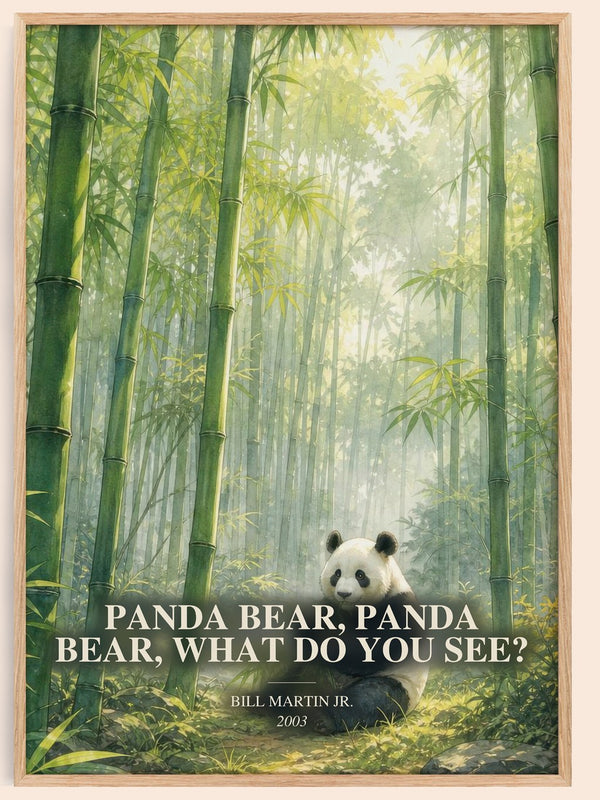Panda Bear, Panda Bear, What Do You See? watercolour book poster by Bill Martin Jr. – framed literary art print