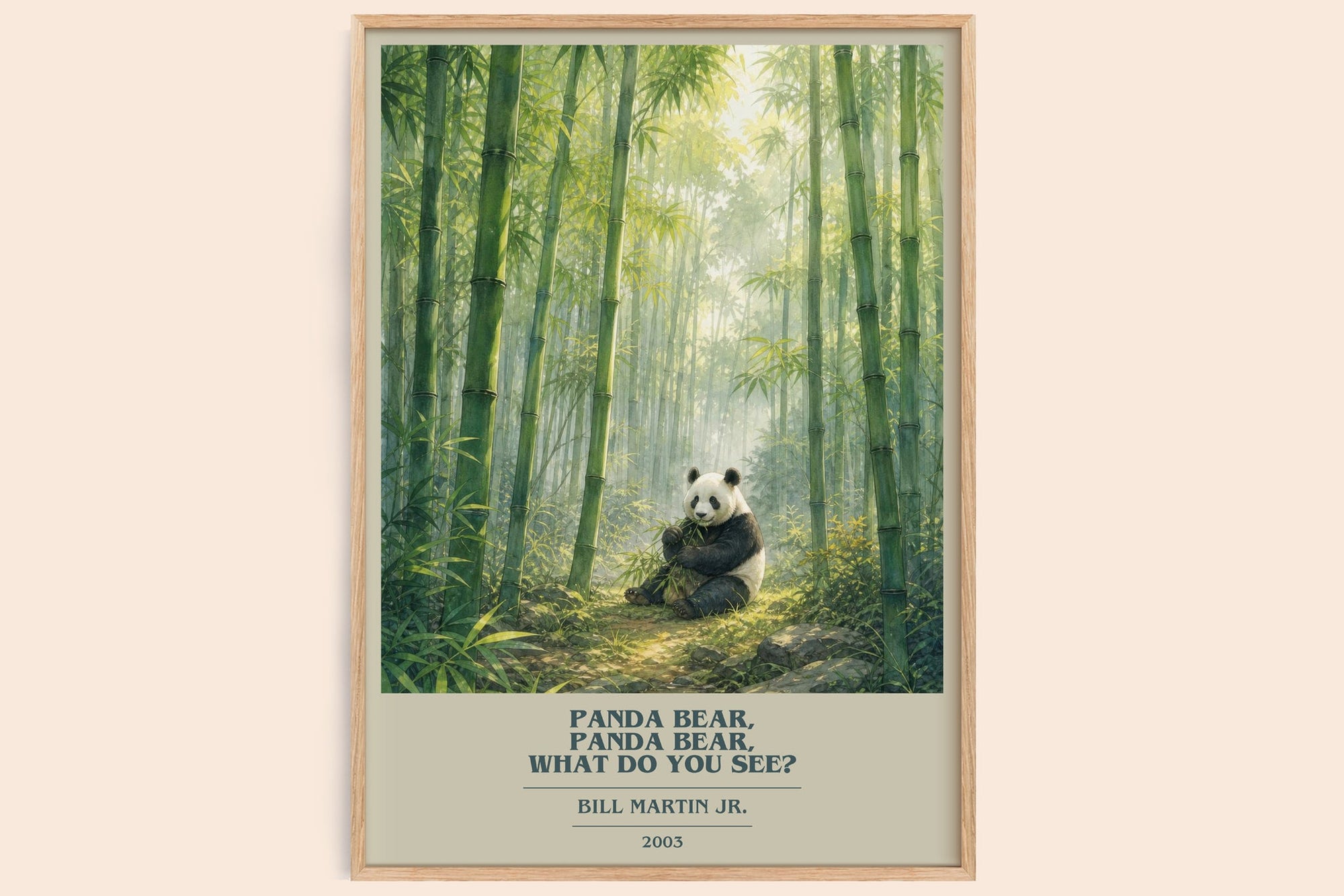 Panda Bear, Panda Bear, What Do You See? book cover book poster by Bill Martin Jr. – framed literary art print