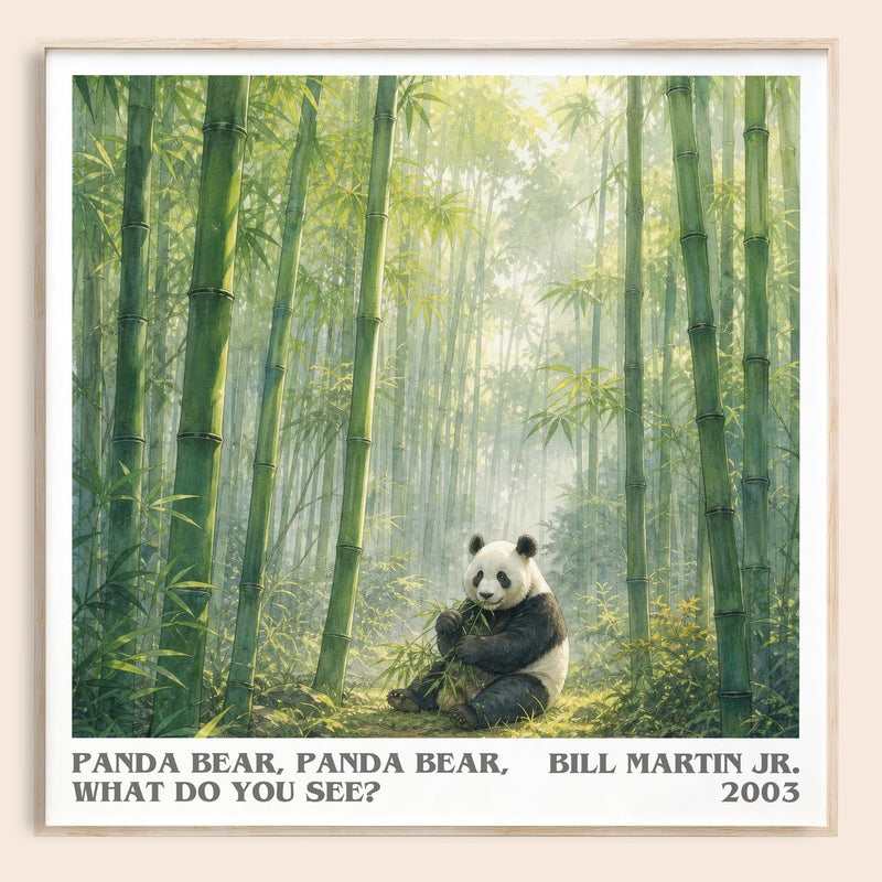 Panda Bear, Panda Bear, What Do You See? literary book poster by Bill Martin Jr. – framed literary art print
