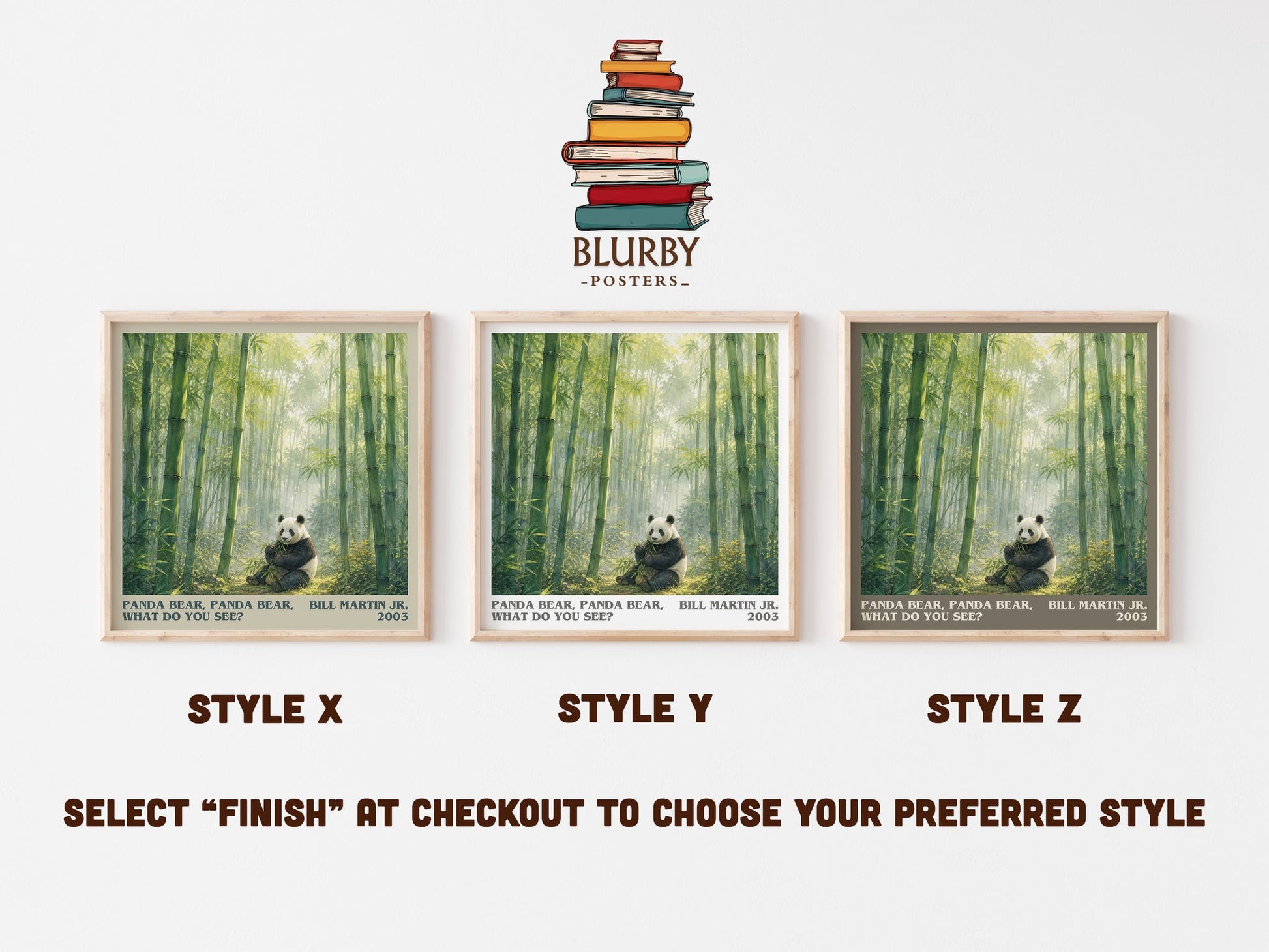 Panda Bear, Panda Bear, What Do You See? literary print in frame leaning in hallway – childrens wall art