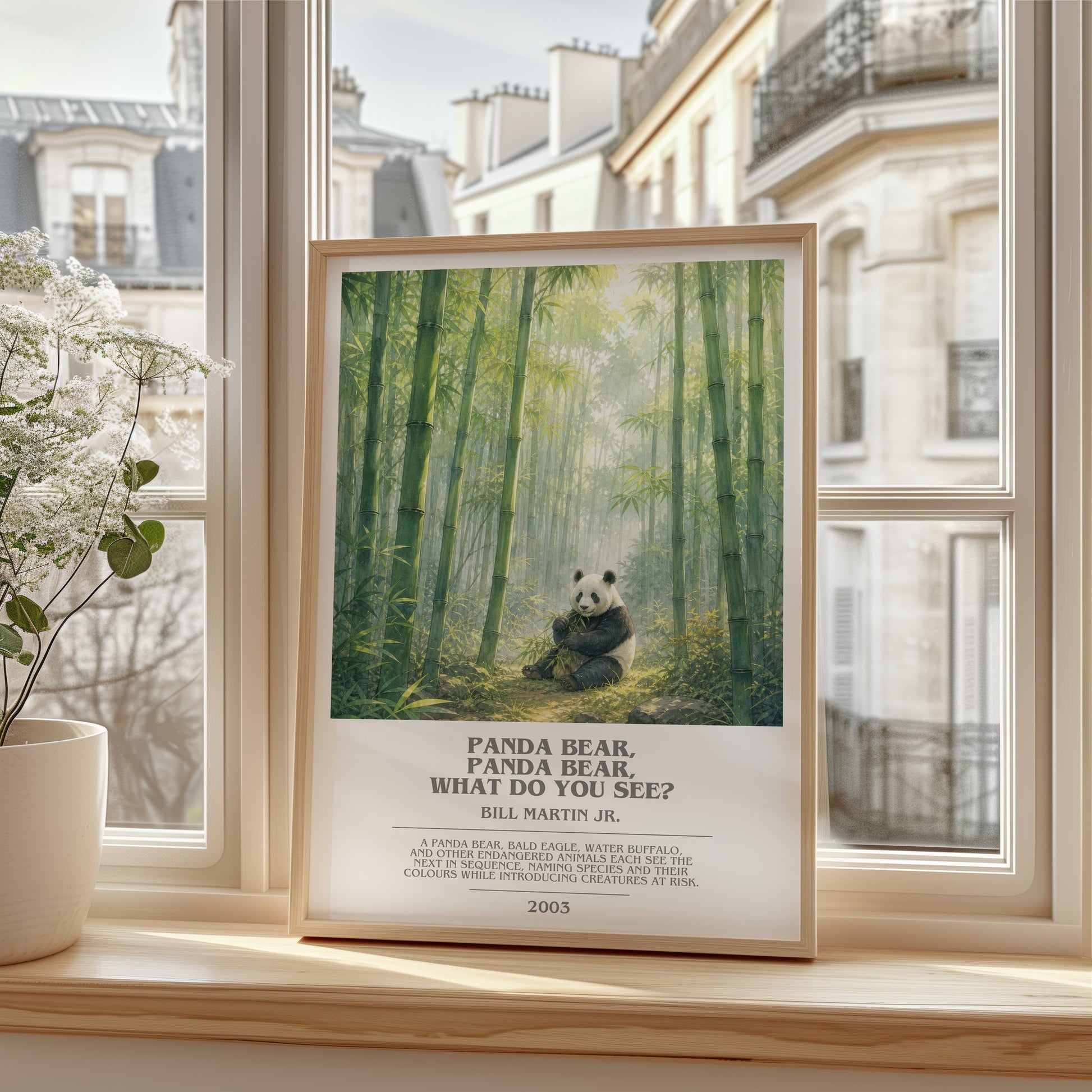 Panda Bear, Panda Bear, What Do You See? bookish poster colour and style options – Bill Martin Jr. book art