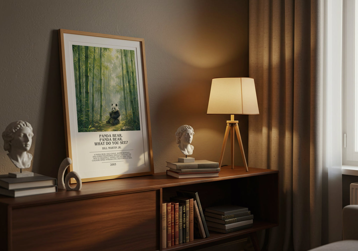 Panda Bear, Panda Bear, What Do You See? bookish book poster framed on wall – childrens wall art