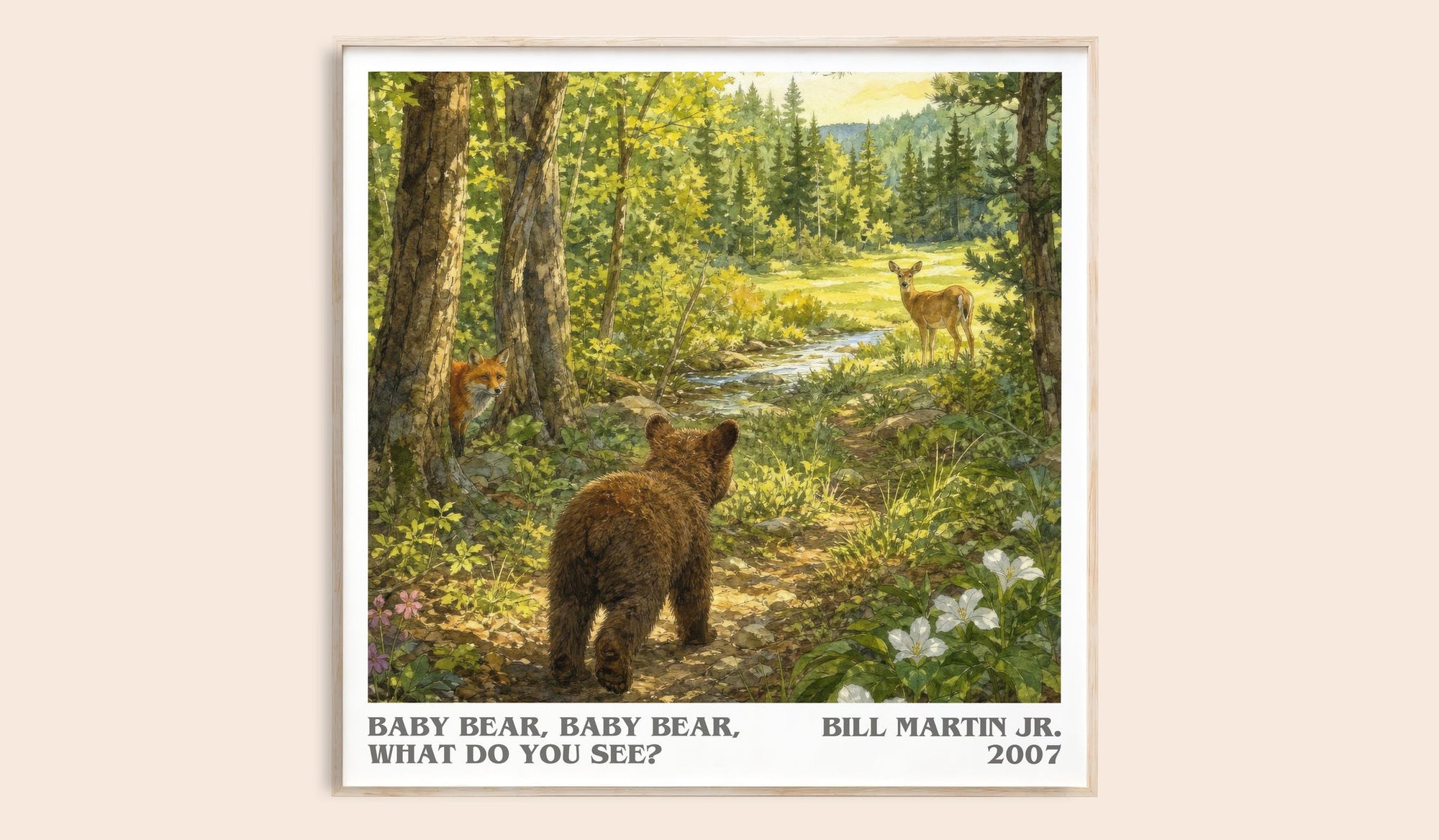 Baby Bear, Baby Bear, What Do You See? literary book poster by Bill Martin Jr. – framed literary art print