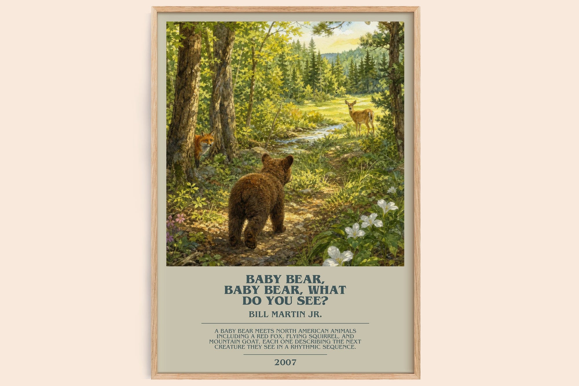Baby Bear, Baby Bear, What Do You See? bookish book poster by Bill Martin Jr. – framed literary art print