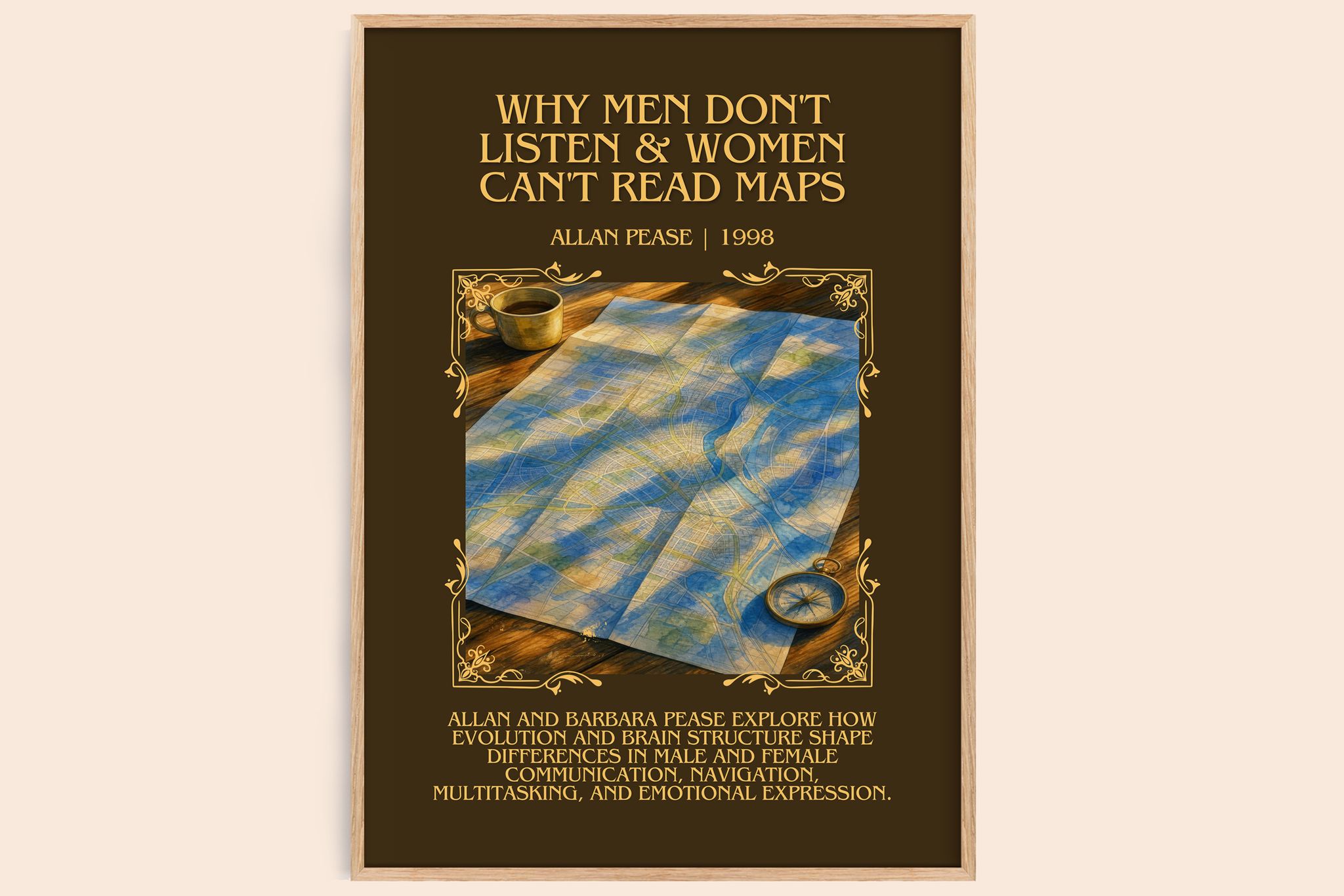 Why men don't listen & women can't read maps Minimalist Book Poster by Allan Pease