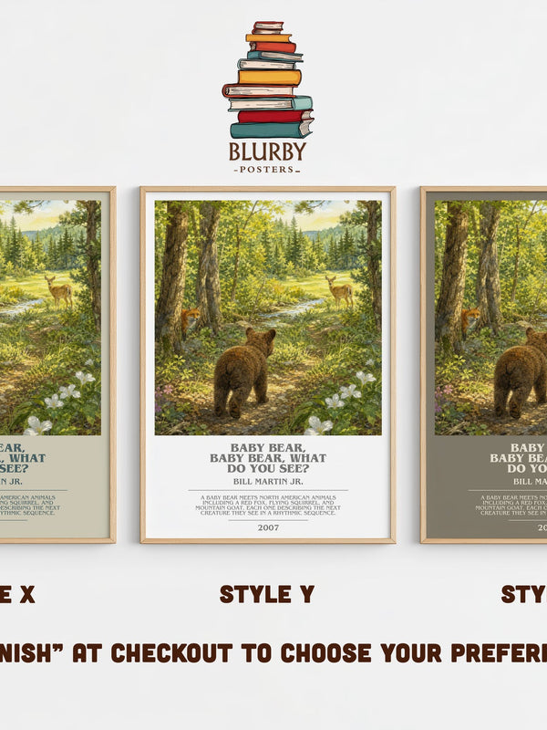 Baby Bear, Baby Bear, What Do You See? bookish print in frame leaning in hallway – childrens wall art