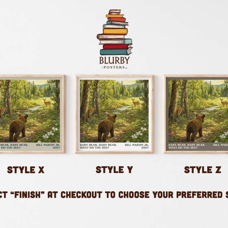 Baby Bear, Baby Bear, What Do You See? literary print in frame leaning in hallway – childrens wall art
