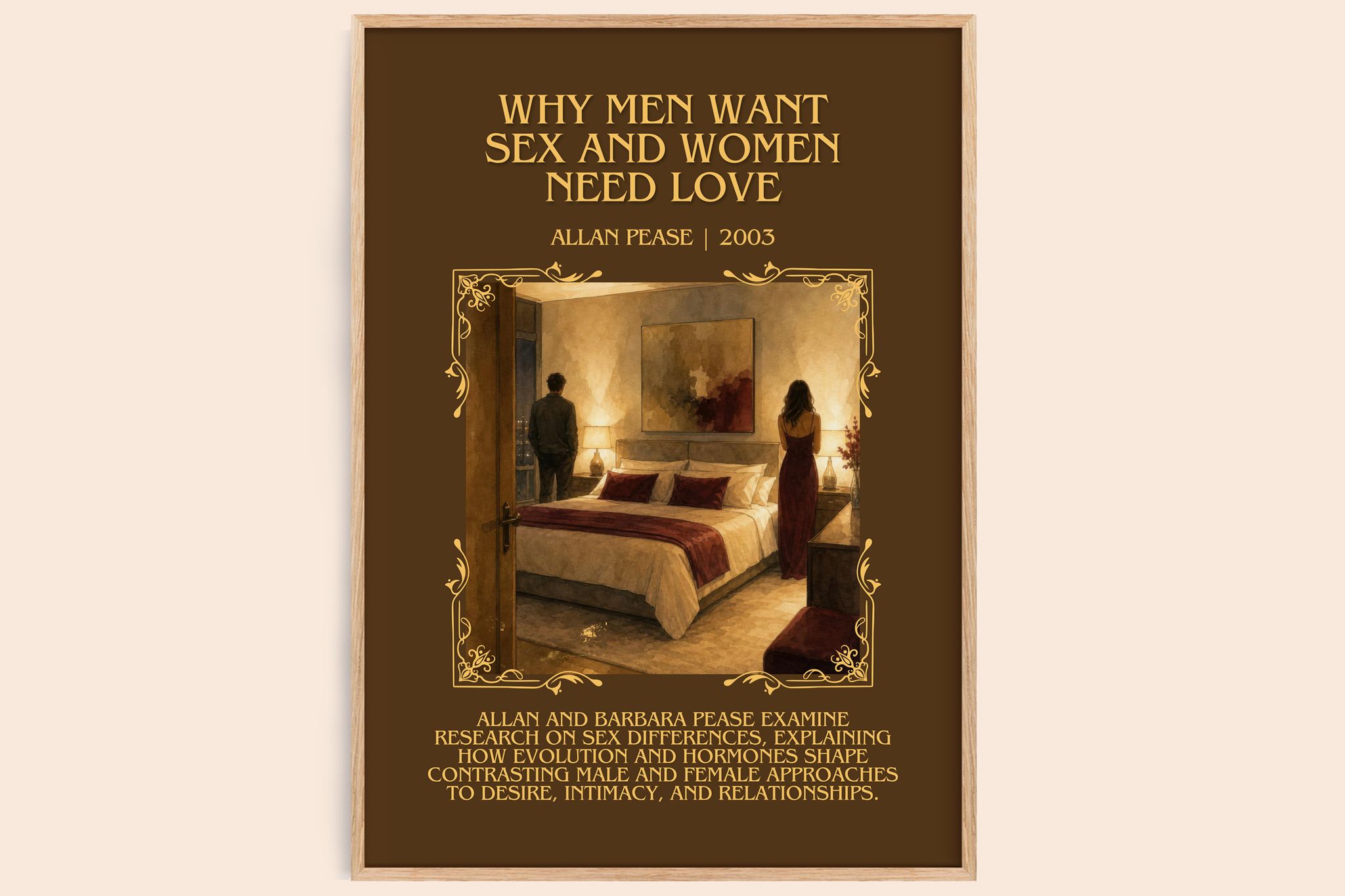 Why Men Want Sex and Women Need Love Minimalist Book Poster by Allan Pease