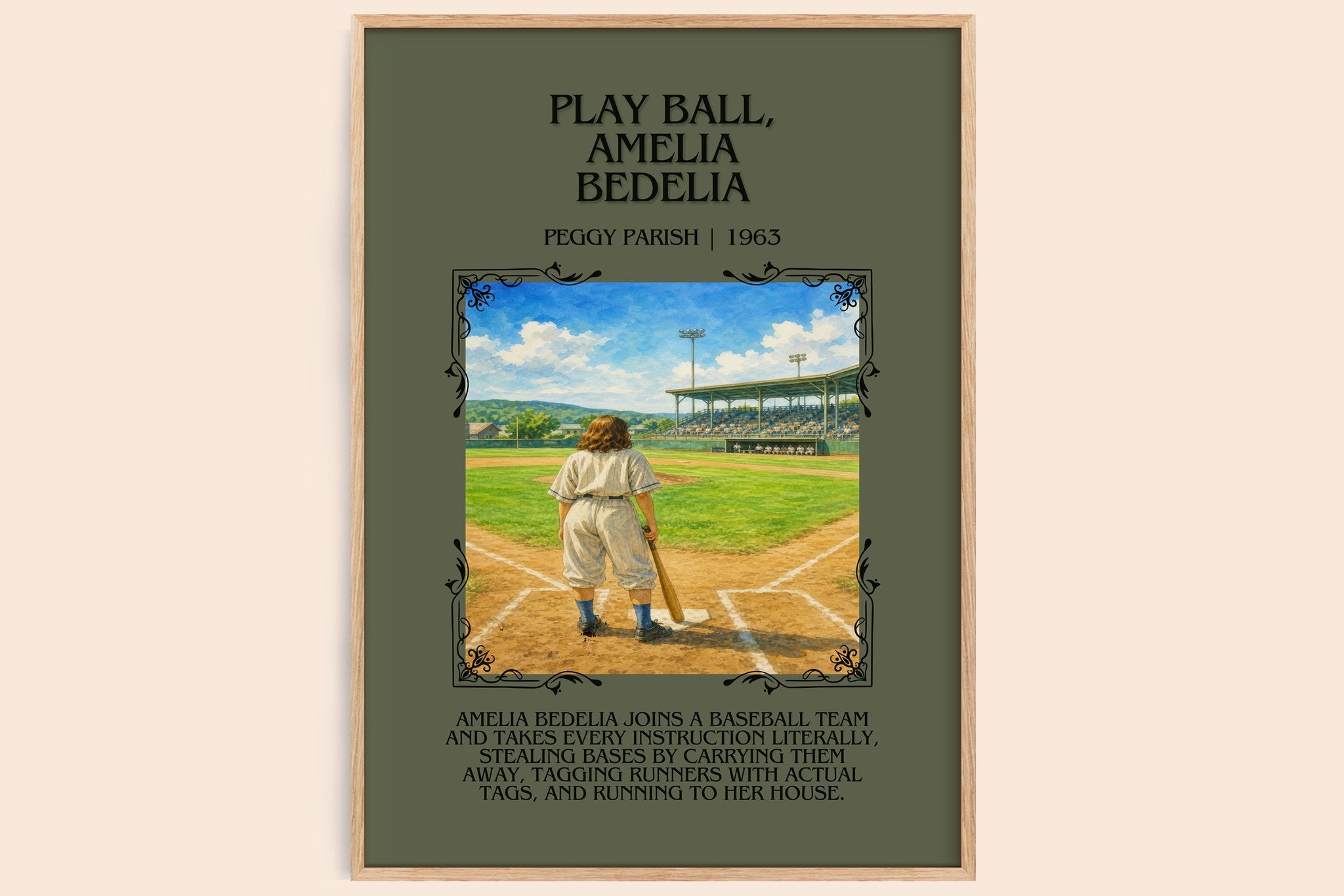 Play Ball, Amelia Bedelia Minimalist Book Poster by Peggy Parish