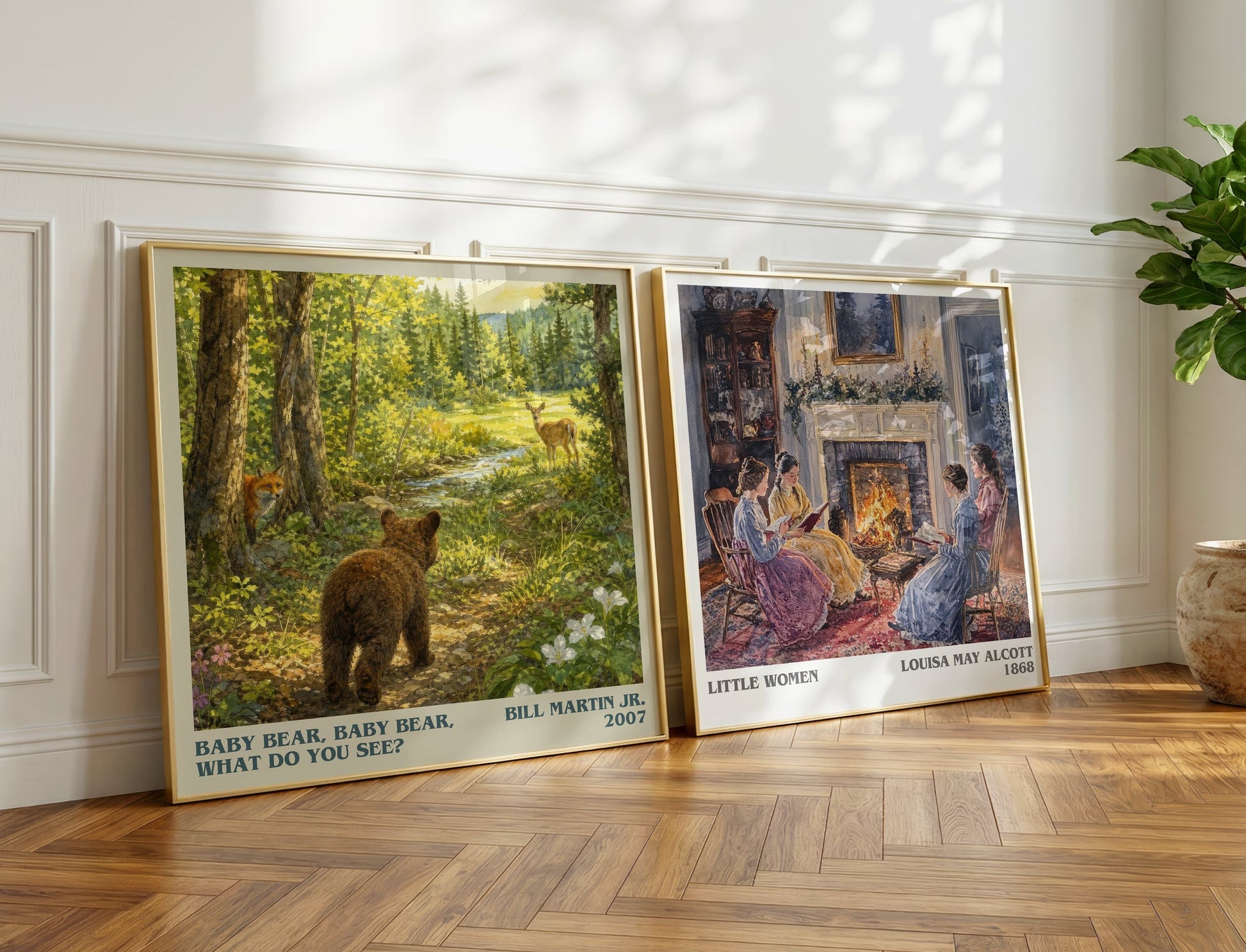 Baby Bear, Baby Bear, What Do You See? literary print on bookshelf – Bill Martin Jr. fan gift