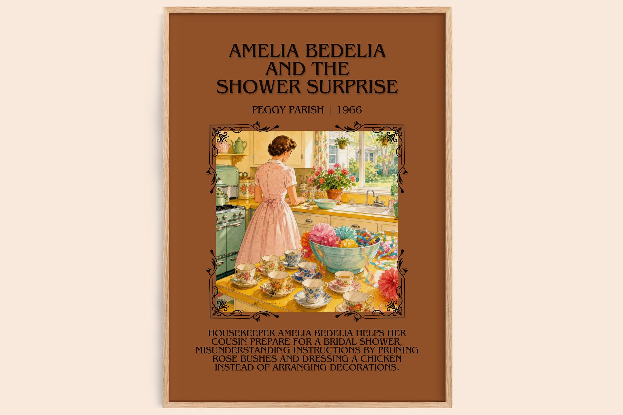 Amelia Bedelia and the Shower Surprise Minimalist Book Poster by Peggy Parish