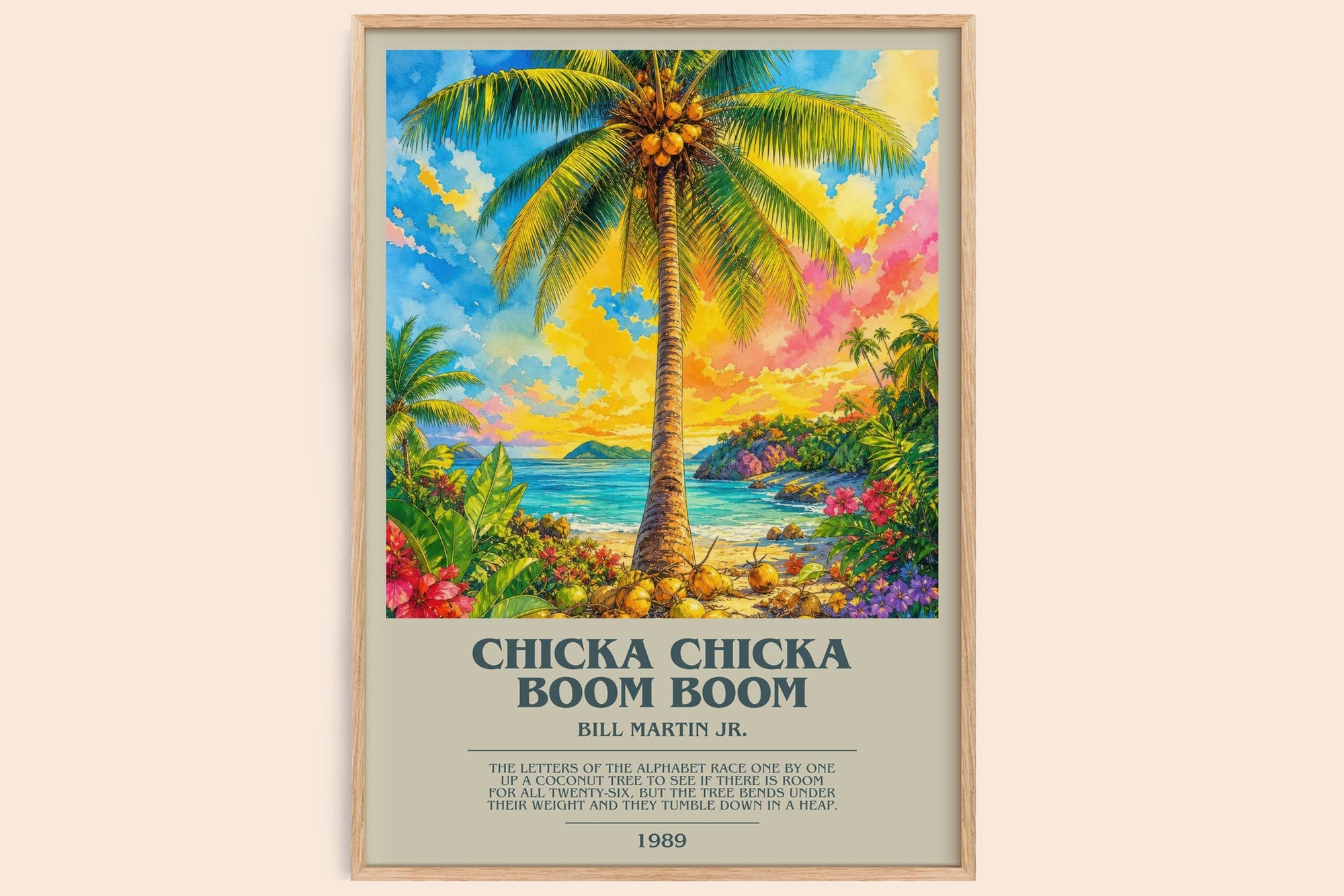 Chicka Chicka Boom Boom bookish book poster by Bill Martin Jr. – framed literary art print
