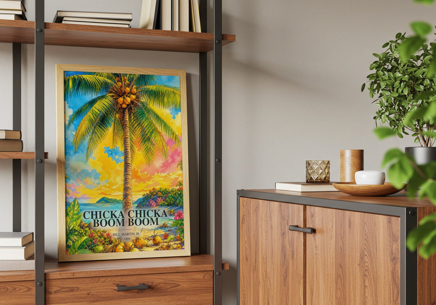 Chicka Chicka Boom Boom book watercolour illustration paper finish options – matte satin gloss