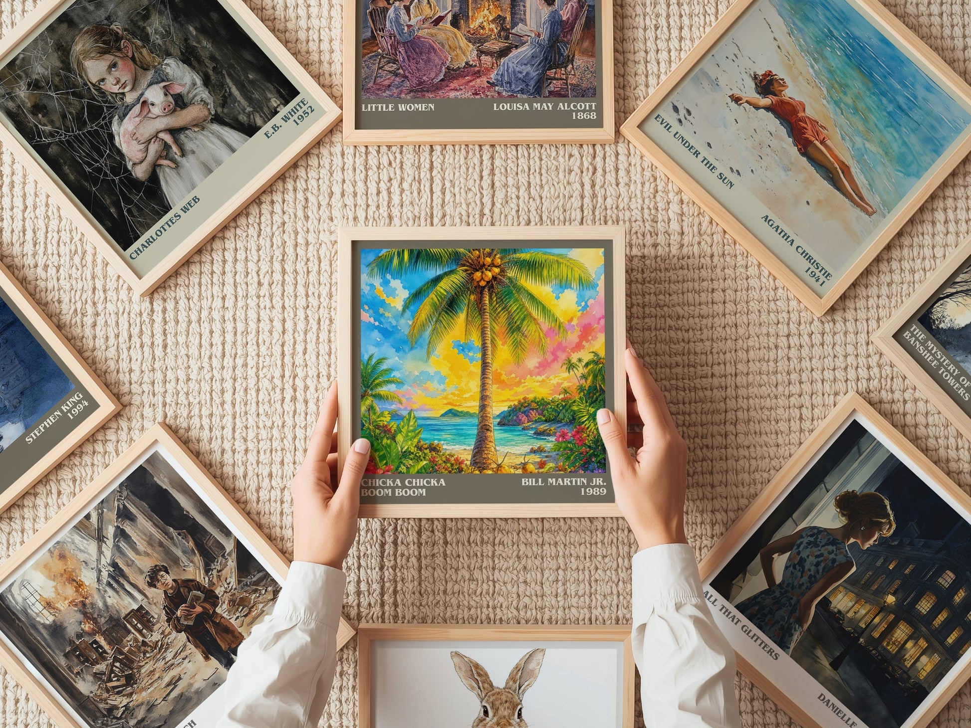 Chicka Chicka Boom Boom literary book poster framed on wall – childrens wall art