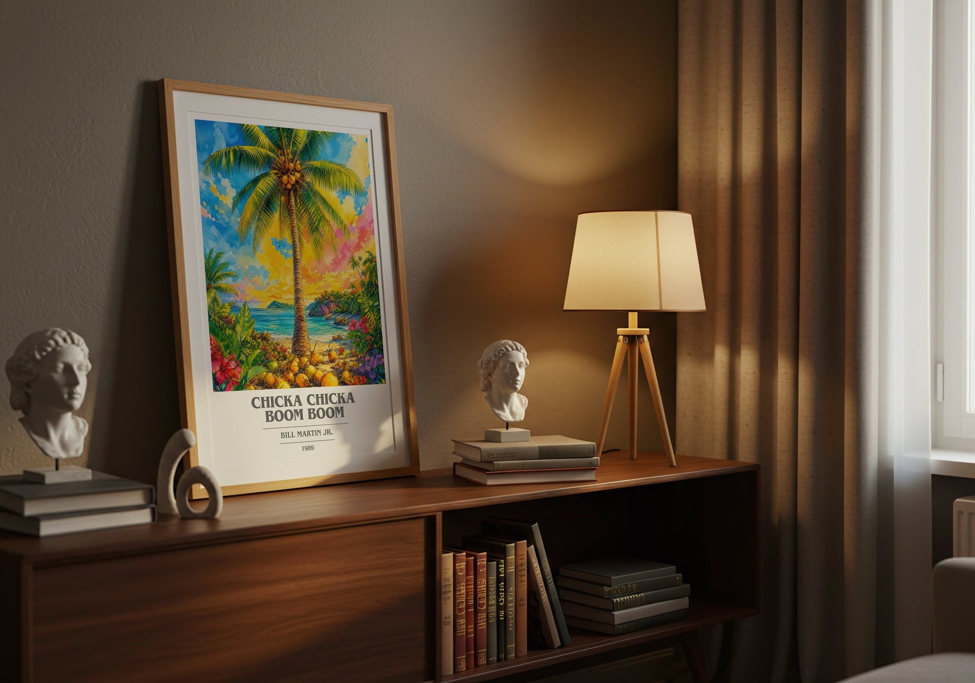Chicka Chicka Boom Boom book cover book poster framed on wall – childrens wall art