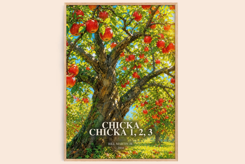Chicka Chicka 1, 2, 3 watercolour book poster by Bill Martin Jr. – framed literary art print